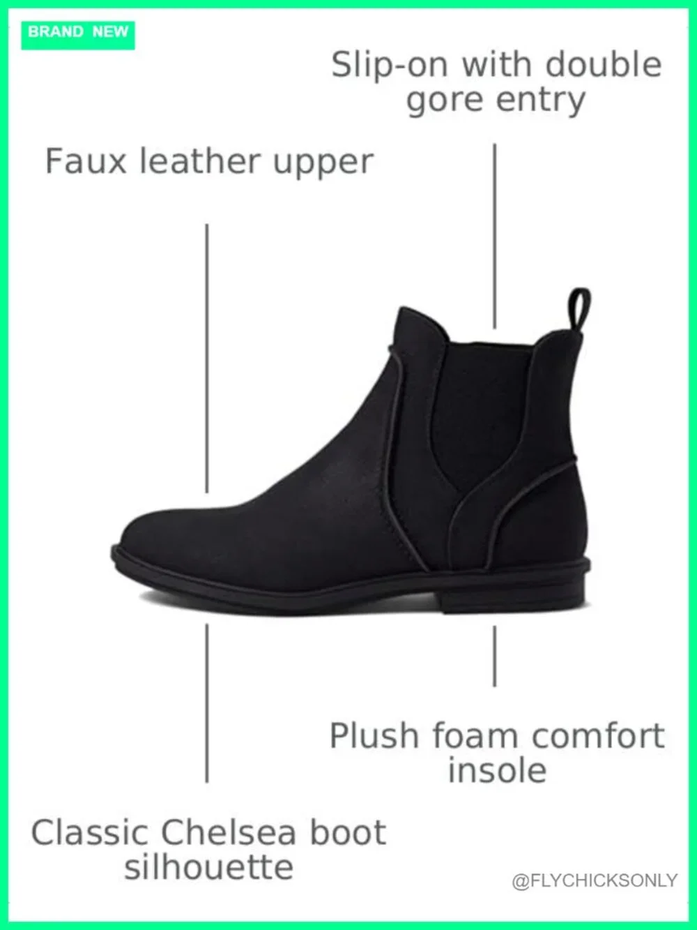 Slip On Chelsea Ankle Boot Faux Leather Plush Foam Comfort Insole